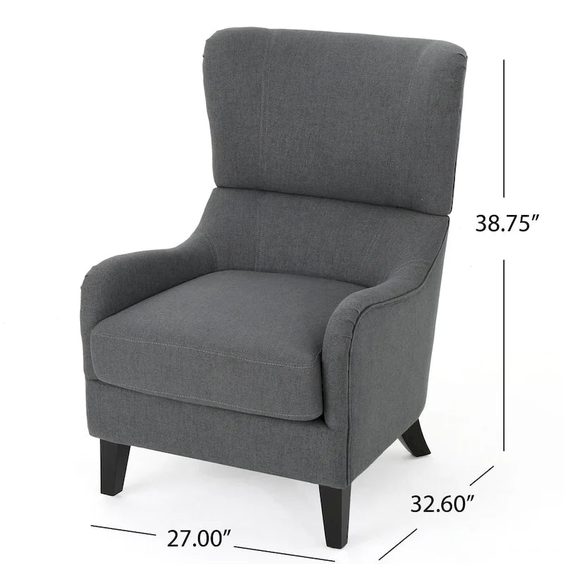Poltrona a pozzetto con schienale alto e gambe in legno di betulla – 27L x 32,6P x 38,75A