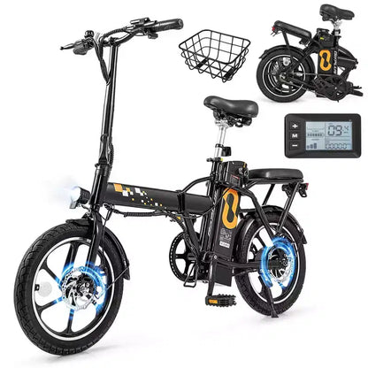 Costway 16 Folding E-Bike Portable Electric Bicycle with Peak 650 W Brushless Motor