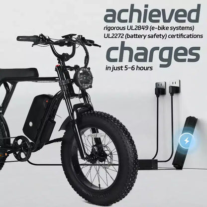 Bicicletta elettrica da montagna per adulti, pneumatici grassi 20 x 4.0, motore da 750W con batteria rimovibile da 48V 15.6Ah