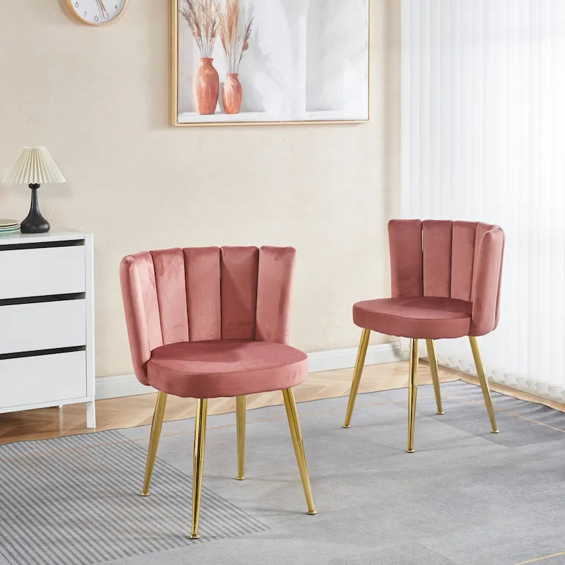 Sedie da pranzo in velluto con gambe dorate – Sedute eleganti d'accento