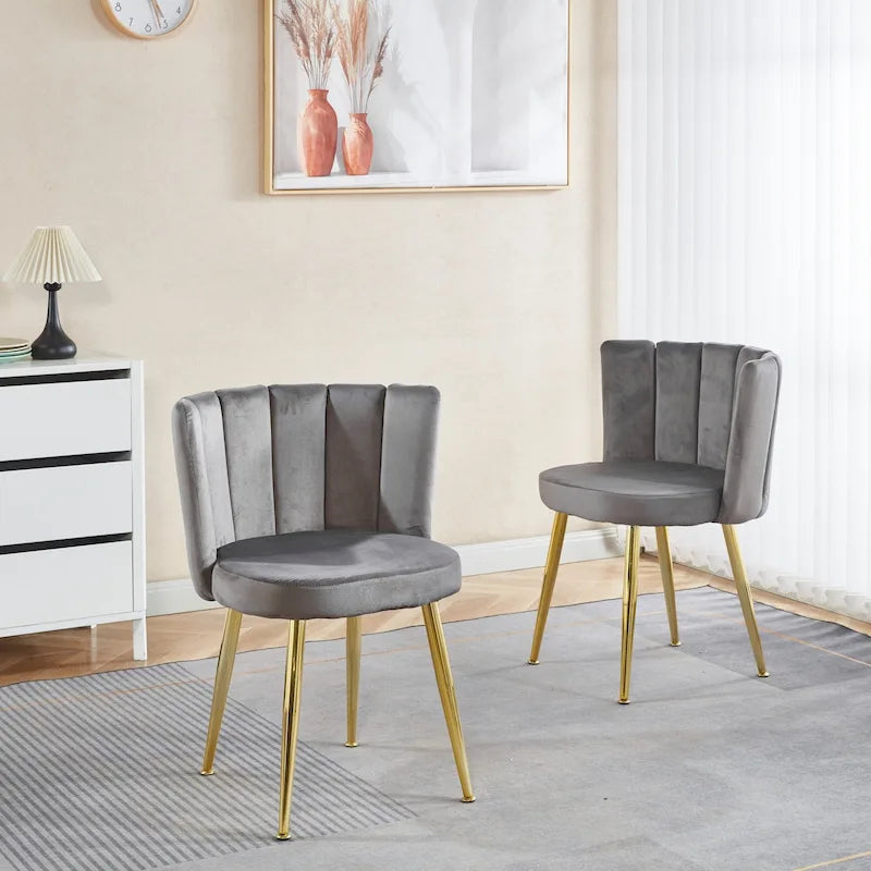 Sedie da pranzo in velluto con gambe dorate – Sedute eleganti d'accento