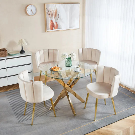 Velvet Dining Chairs with Gold Legs – Elegant Accent Seating