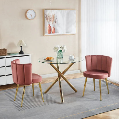 Sedie da pranzo in velluto con gambe dorate – Sedute eleganti d'accento