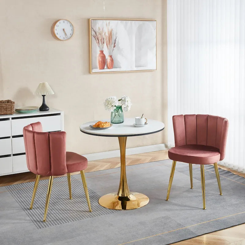 Sedie da pranzo in velluto con gambe dorate – Sedute eleganti d'accento
