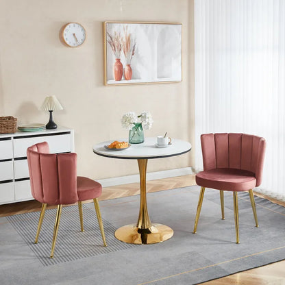 Sedie da pranzo in velluto con gambe dorate – Sedute eleganti d'accento