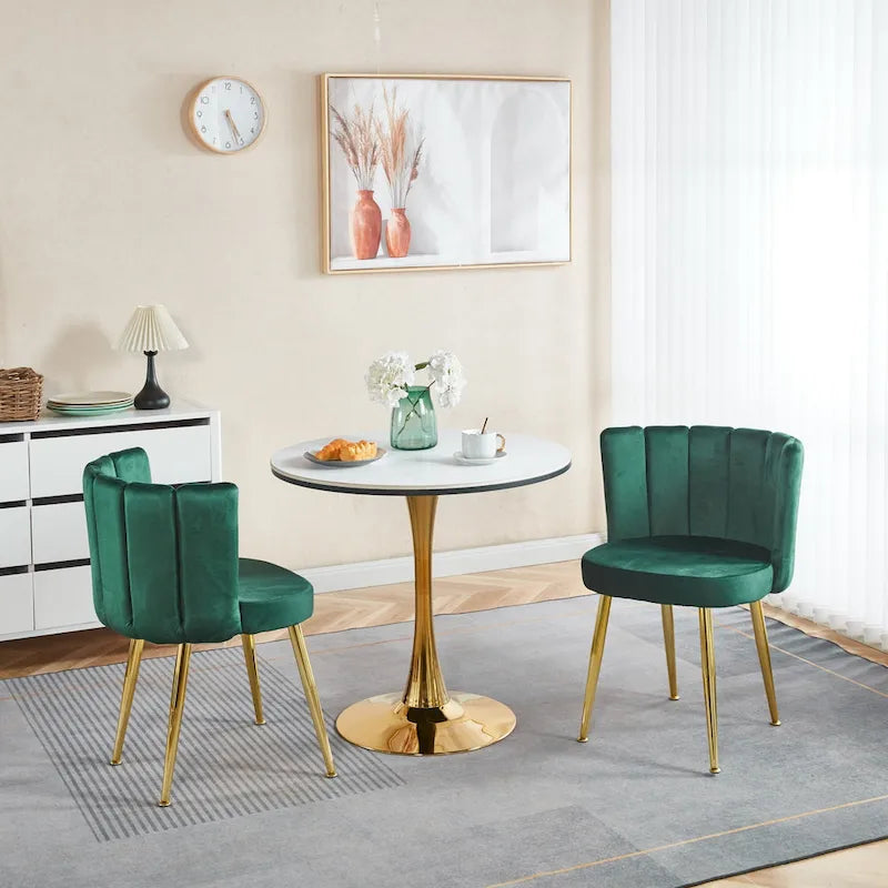 Sedie da pranzo in velluto con gambe dorate – Sedute eleganti d'accento