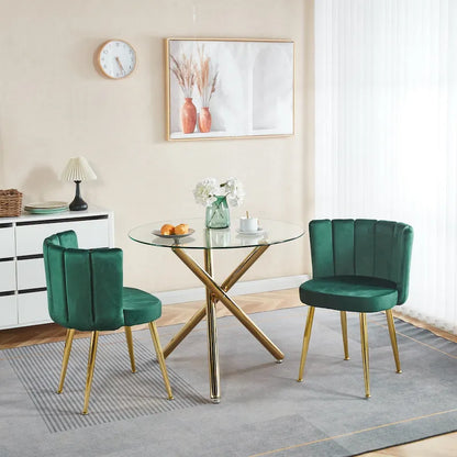 Sedie da pranzo in velluto con gambe dorate – Sedute eleganti d'accento