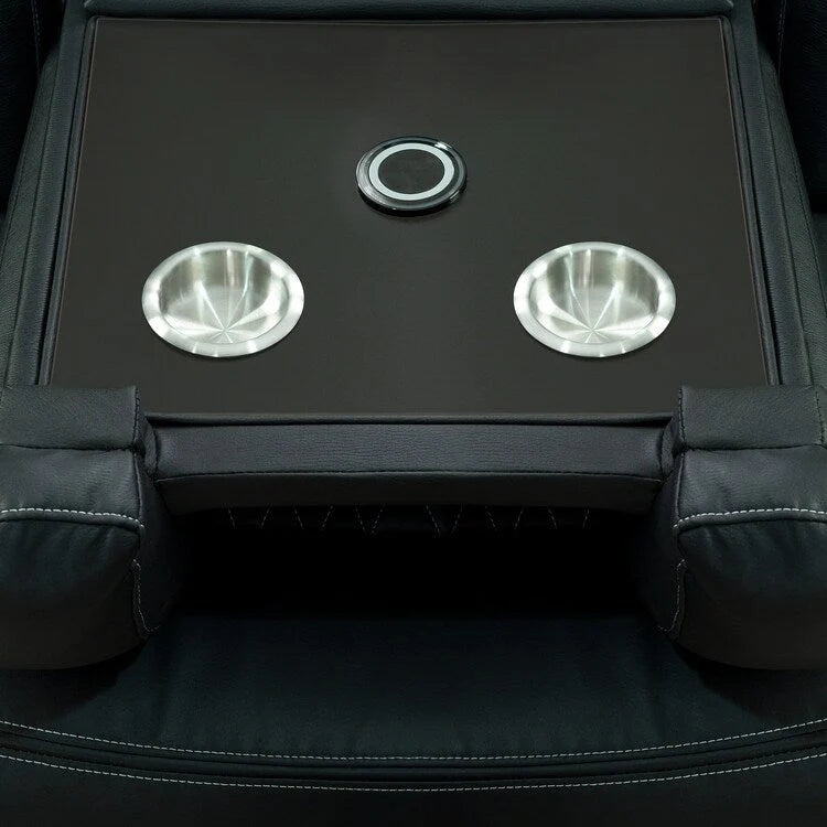 Divano ad angolo reclinabile di lusso a 5 e 6 posti con LED, USB, ricarica wireless, Bluetooth e vano contenitore
