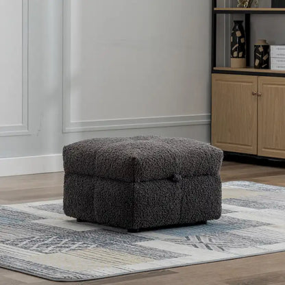Divano componibile, Divano a L con pouf contenitore mobile, 2 porte USB e 2 cuscini, Divano imbottito trapuntato per soggiorno