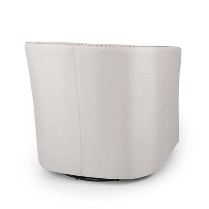 Poltrona girevole accent, stile classico a botte, tessuto beige grano