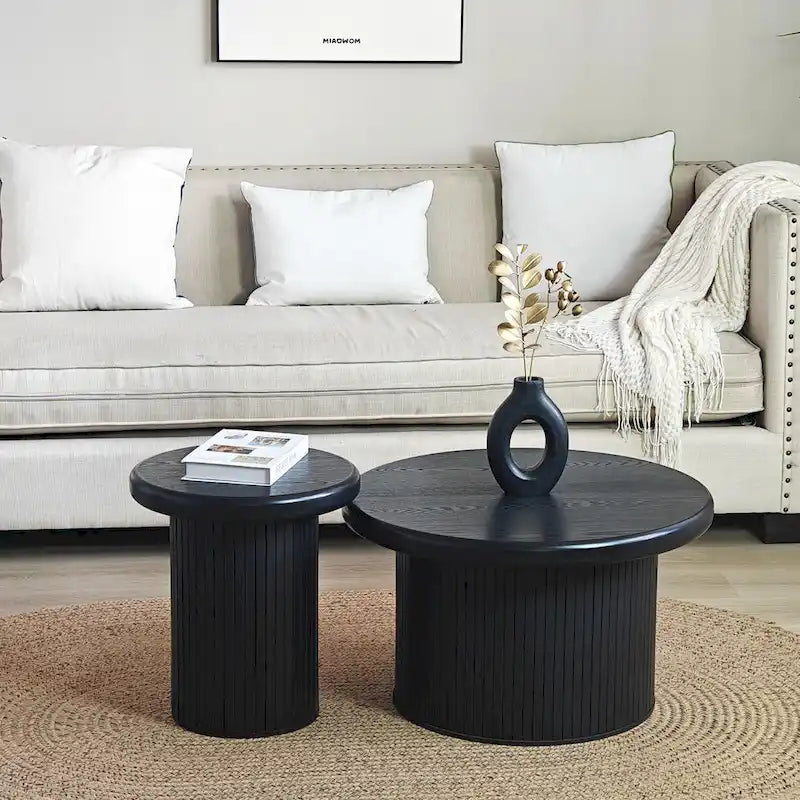 Modern Round Nesting Coffee Tables – Stackable Double Table for Living Room