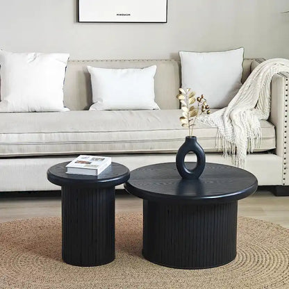Modern Round Nesting Coffee Tables – Stackable Double Table for Living Room
