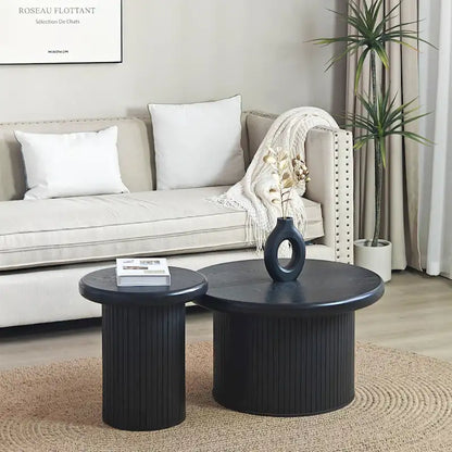 Modern Round Nesting Coffee Tables – Stackable Double Table for Living Room