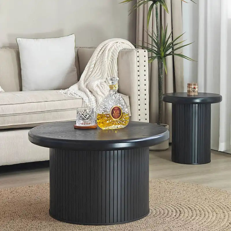 Modern Round Nesting Coffee Tables – Stackable Double Table for Living Room