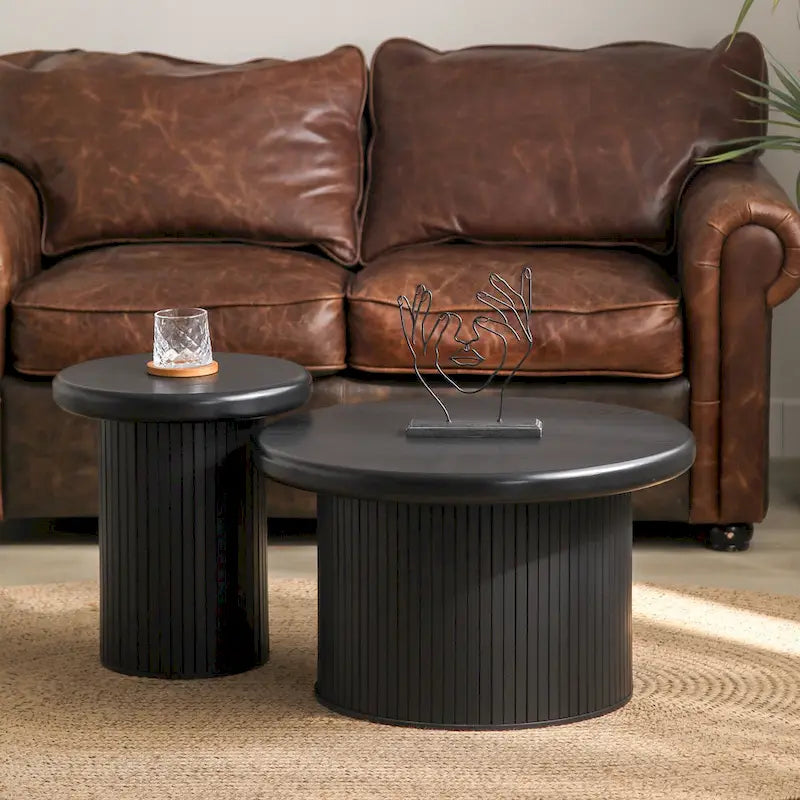 Modern Round Nesting Coffee Tables – Stackable Double Table for Living Room