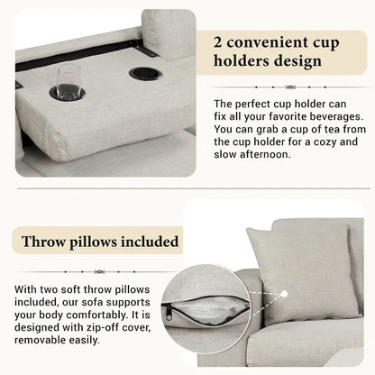 Divano Sezionale Moderno a L con Pouf Contenitore Mobile