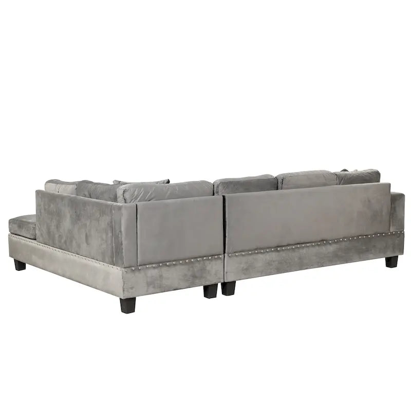 Divano Sezionale Moderno a L con Pouf Contenitore Mobile