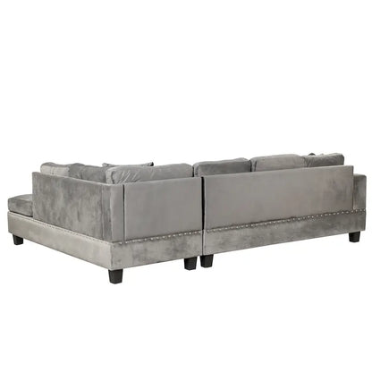 Divano Sezionale Moderno a L con Pouf Contenitore Mobile