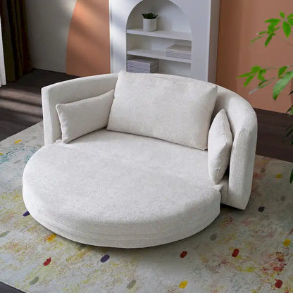 Letto pieghevole in lino, Divano letto a terra, Letto circolare, Divano futon regolabile, Divano pieghevole pigro per soggiorno