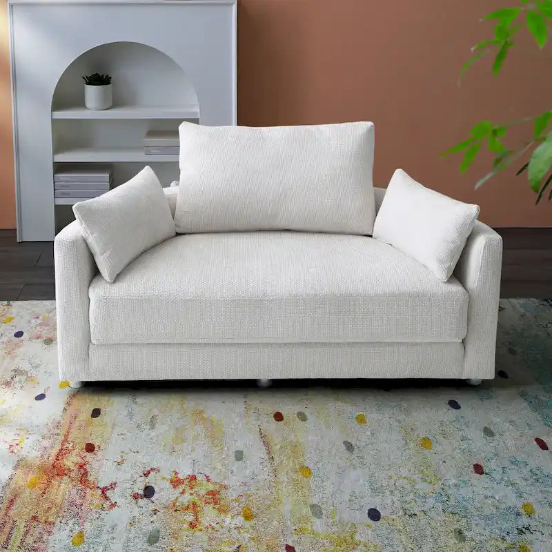 Letto pieghevole in lino, Divano letto a terra, Letto circolare, Divano futon regolabile, Divano pieghevole pigro per soggiorno