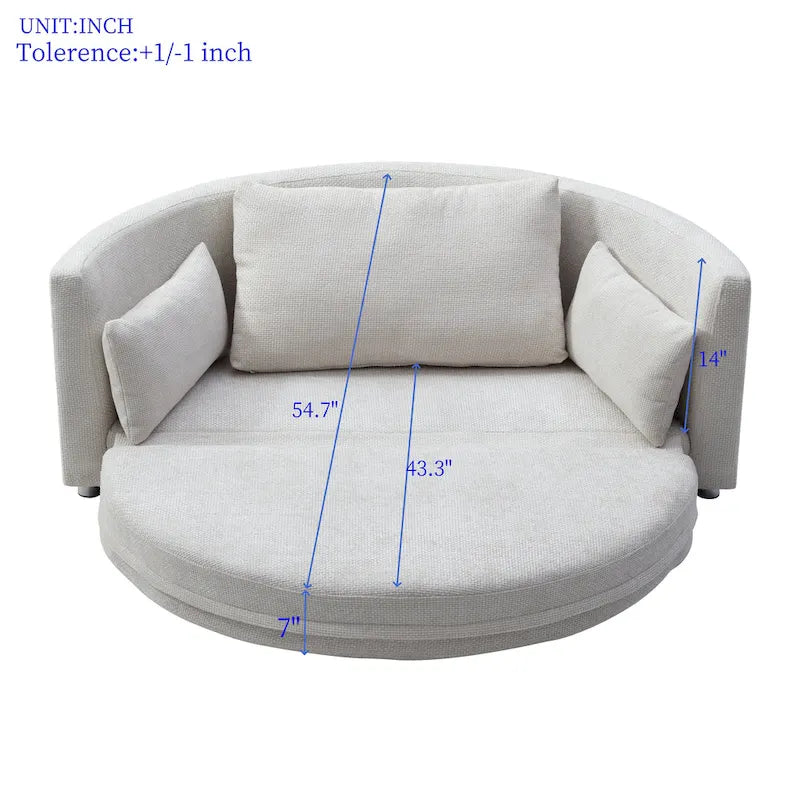 Letto pieghevole in lino, Divano letto a terra, Letto circolare, Divano futon regolabile, Divano pieghevole pigro per soggiorno