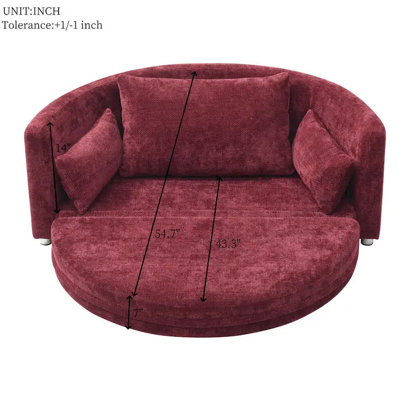 Letto pieghevole in lino, Divano letto a terra, Letto circolare, Divano futon regolabile, Divano pieghevole pigro per soggiorno