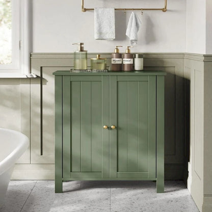 Mobiletto contenitore moderno verde bosco per bagno, con ripiani regolabili e design salvaspazio - 30P x 60L x 80A cm
