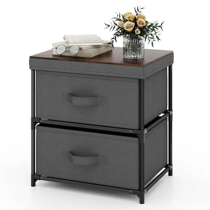 2-Drawer Fabric Dresser Storage Organizer & Nightstand