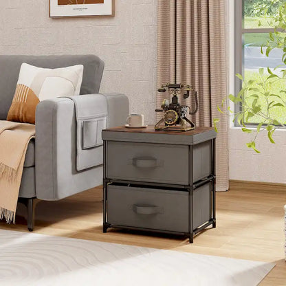 2-Drawer Fabric Dresser Storage Organizer & Nightstand
