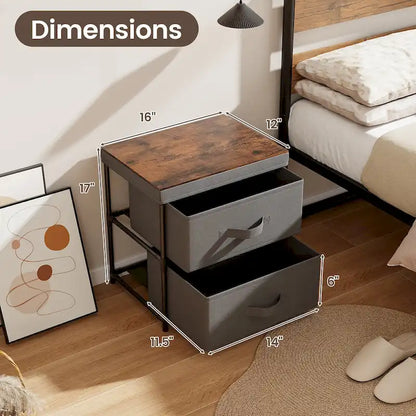 2-Drawer Fabric Dresser Storage Organizer & Nightstand