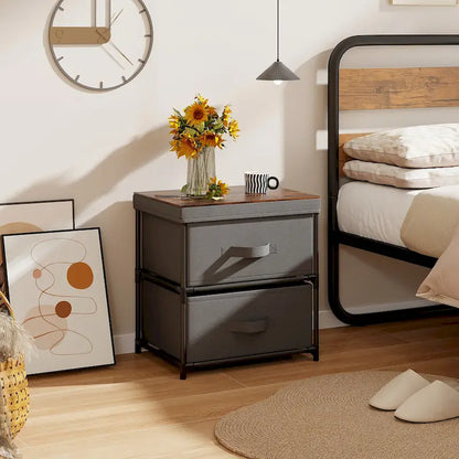2-Drawer Fabric Dresser Storage Organizer & Nightstand
