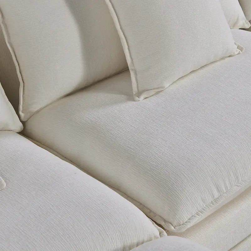 Ampio divano sezionale a U in ciniglia da 142,52" con doppi cuscini, chaise longue trasformabile e pouf poggiapiedi
