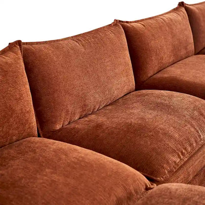Ampio divano sezionale a U in ciniglia da 142,52" con doppi cuscini, chaise longue trasformabile e pouf poggiapiedi