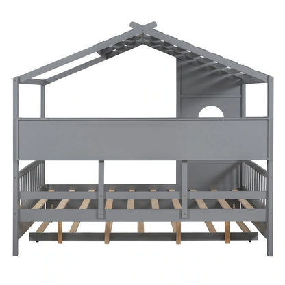 Gray Upholstered Bed with Wingback Headboard & 4 Storage Drawers