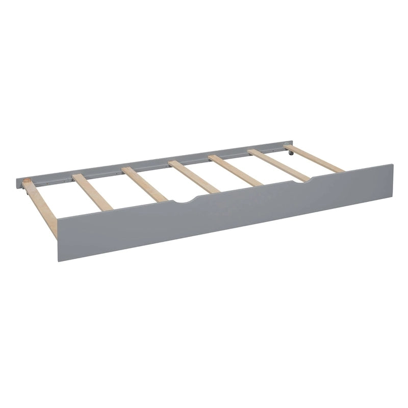 Gray Upholstered Bed with Wingback Headboard & 4 Storage Drawers