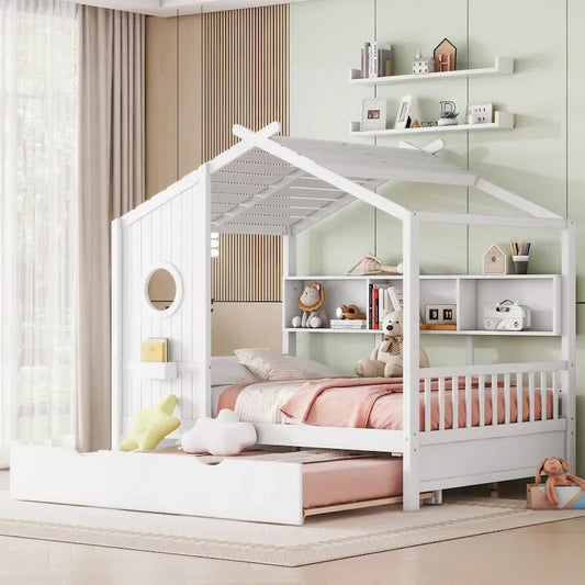 Queen Upholstered Bed with Wingback Headboard and Four Drawers