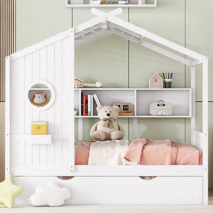 Queen Upholstered Bed with Wingback Headboard & 4 Storage Drawers