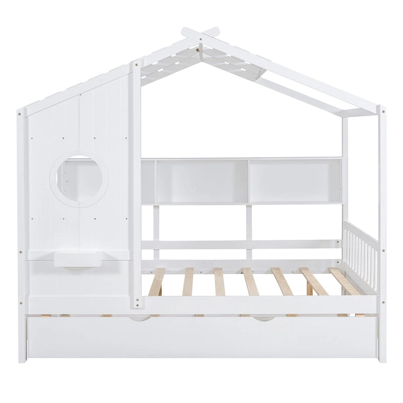Queen Upholstered Bed with Wingback Headboard & 4 Storage Drawers