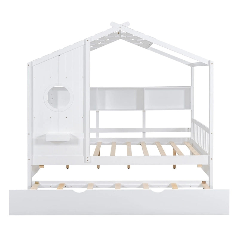 Queen Upholstered Bed with Wingback Headboard & 4 Storage Drawers