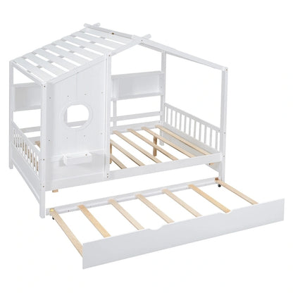 Queen Upholstered Bed with Wingback Headboard & 4 Storage Drawers