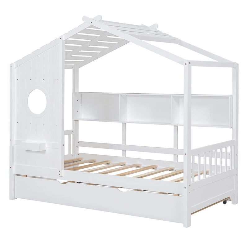 Queen Upholstered Bed with Wingback Headboard & 4 Storage Drawers