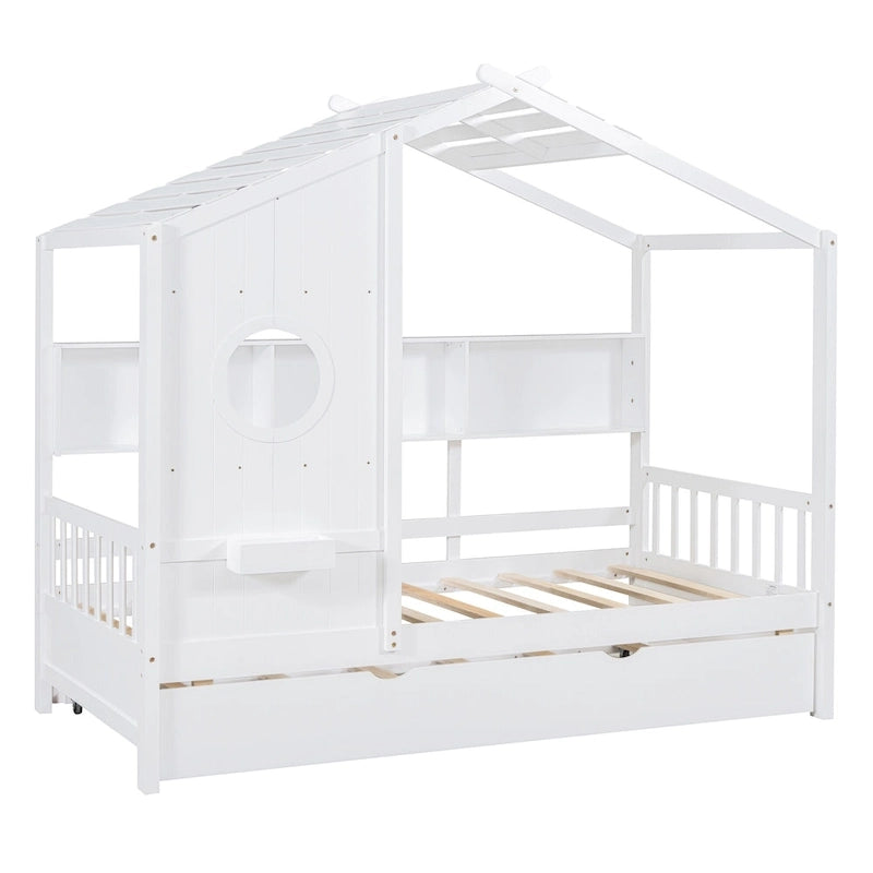 Queen Upholstered Bed with Wingback Headboard & 4 Storage Drawers