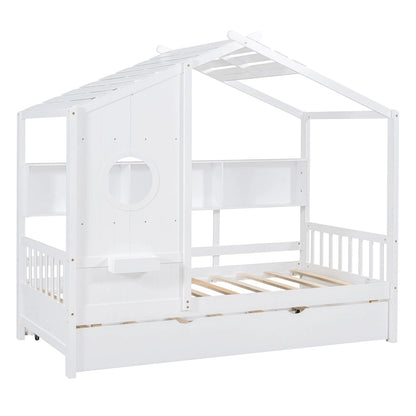 Queen Upholstered Bed with Wingback Headboard & 4 Storage Drawers