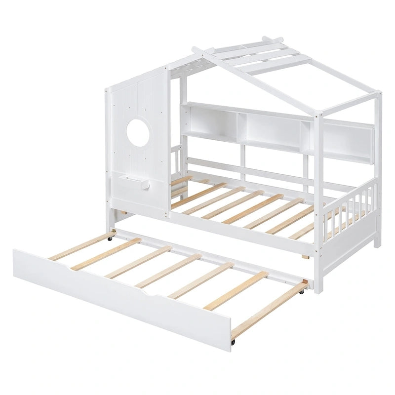 Queen Upholstered Bed with Wingback Headboard & 4 Storage Drawers
