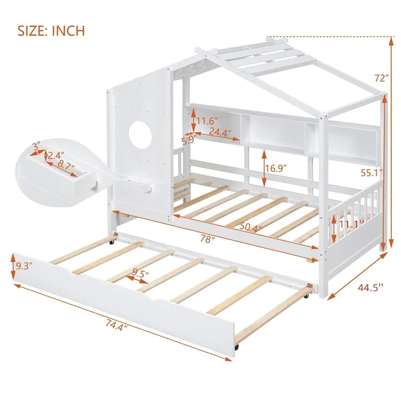 Queen Upholstered Bed with Wingback Headboard & 4 Storage Drawers
