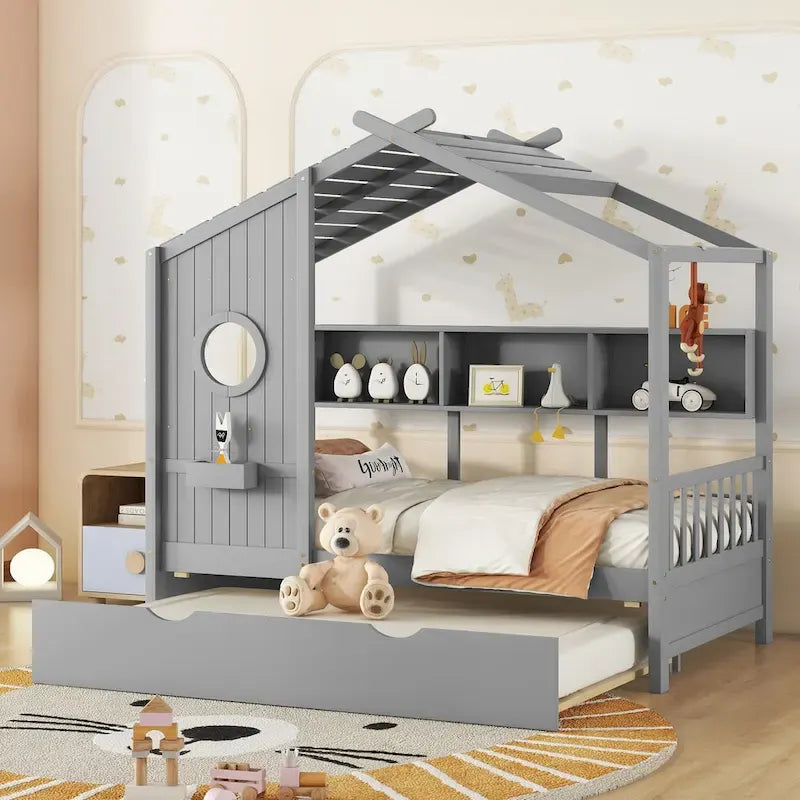 Queen Upholstered Bed with Wingback Headboard & 4 Storage Drawers