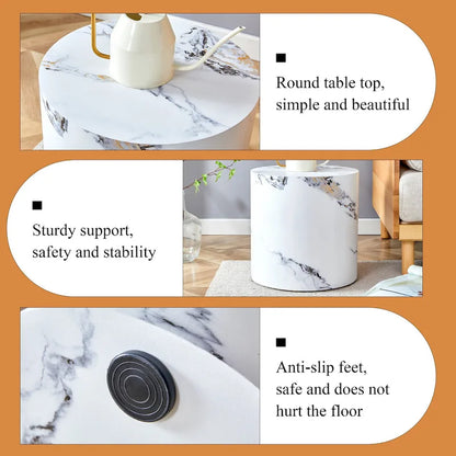 15.7 Modern Round Coffee Table with Fashionable Pattern and Stable Base for Living Room