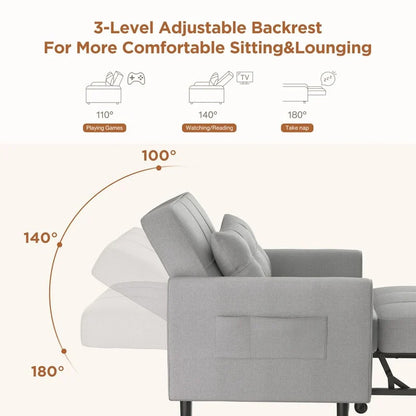 Divano letto trasformabile 3-in-1, Poltrona letto estraibile, Letto pieghevole convertibile per soggiorno