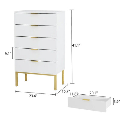 Cassettiera a 5 cassetti Comodino Armadietto contenitore 23,6 L Bianco/Nero