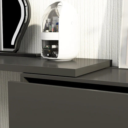Cassettiera e Scrivania Girevole a 32,7H, con 6 Cassetti, Tavolo da Trucco, Bianco/Nero